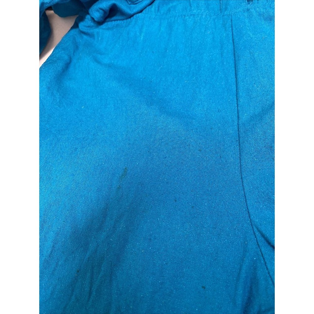 VTG Naturelle George Georgiou Teal Raw Silk Jumpsuit Chest Pockets One Piece S - Picture 14 of 15